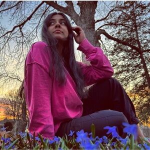 We The Free, Hot Pink Long Sleeve Tee, Size Medium